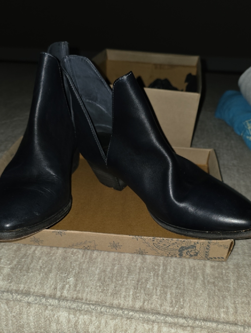 Free People Black Leather Cutout Ankle Boots